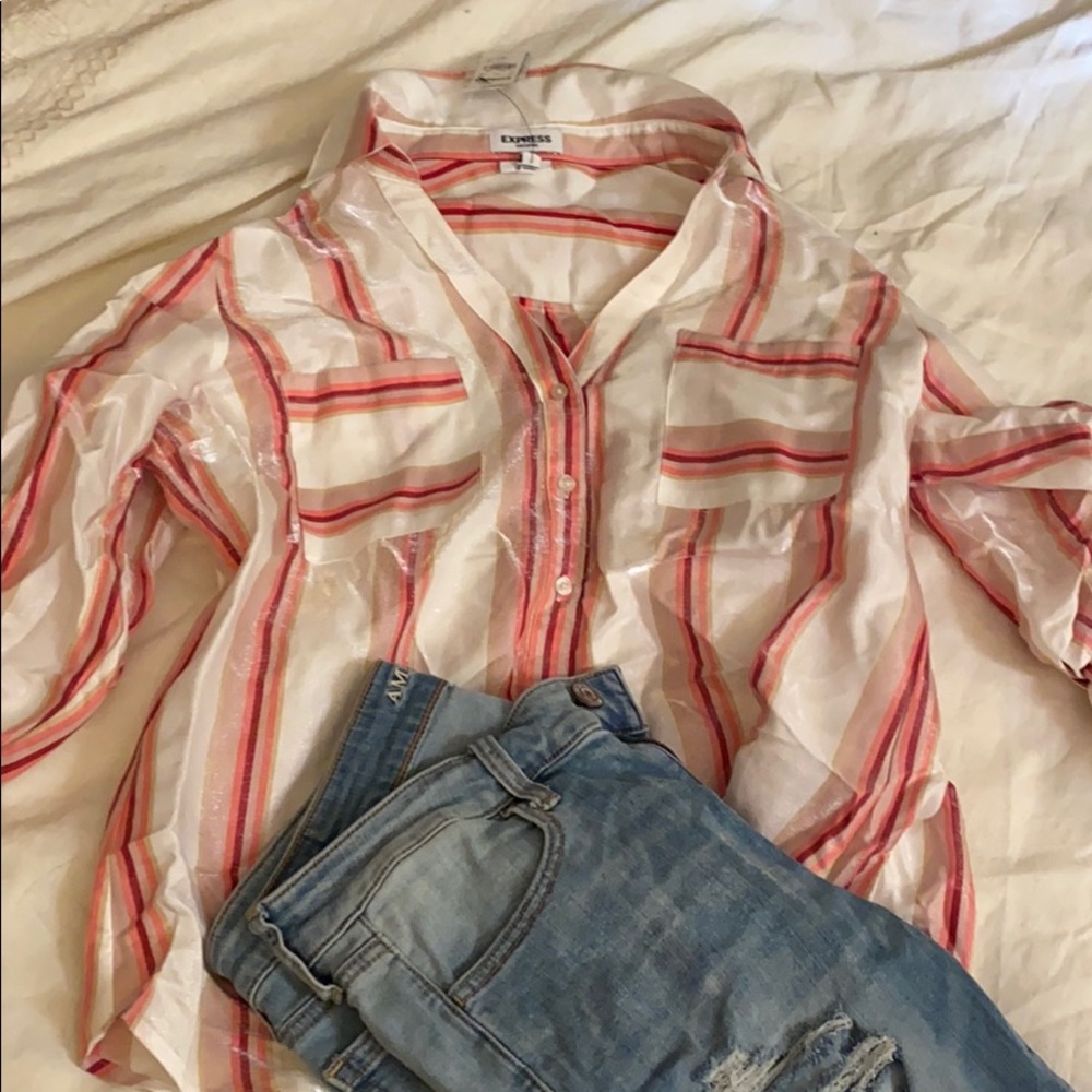 Express striped rayon top sz L